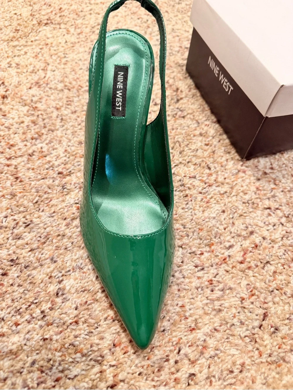 Marc Fisher Green Patent Slingback Pointed-Toe Stiletto Heels